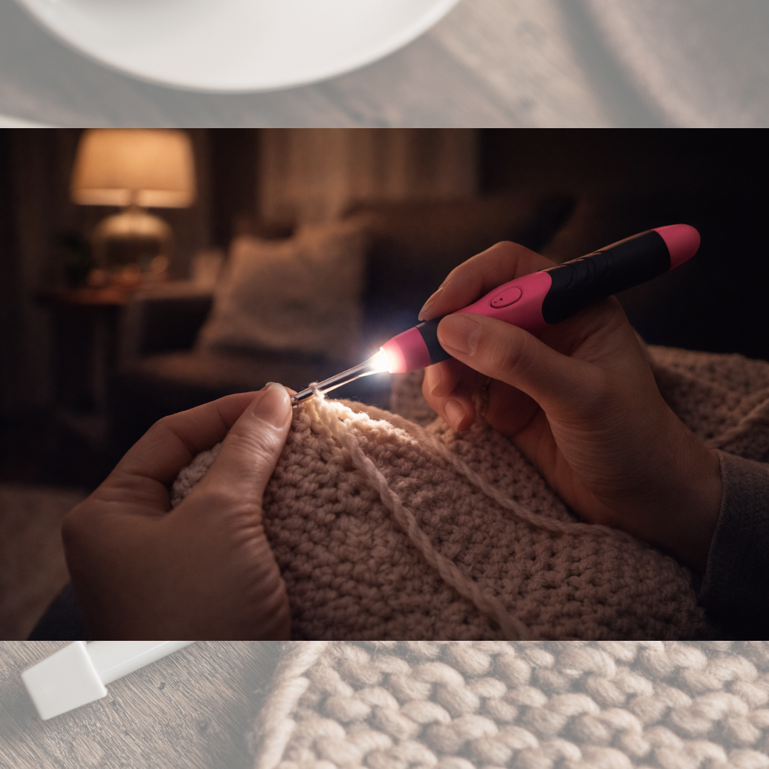 Işıklı Ergonomik Tığ Seti - 11 Farklı Başlık ile Gece Örgüleri Artık Daha Kolay